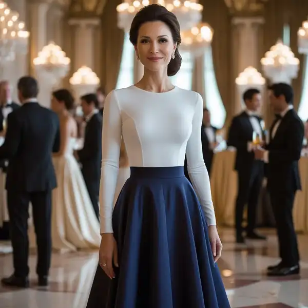 A line skirt and fitted top
