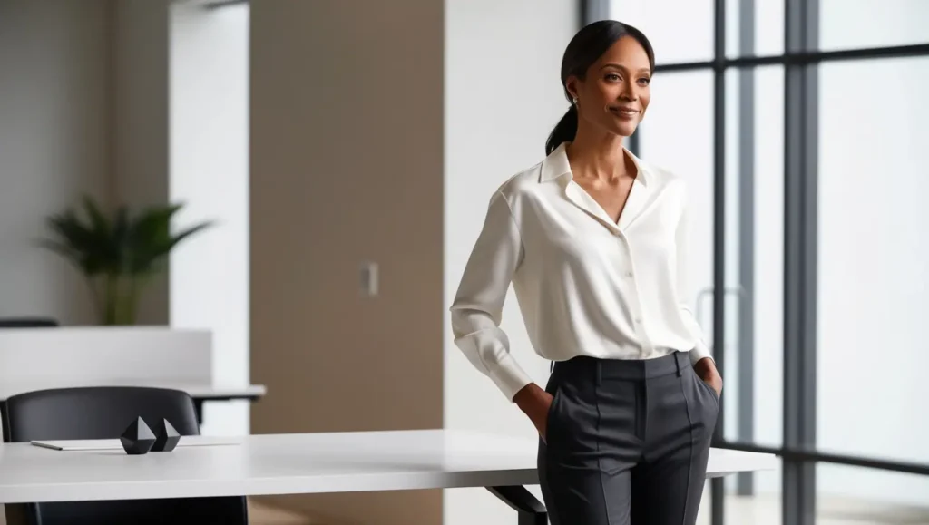 A woman wearing workleisure
