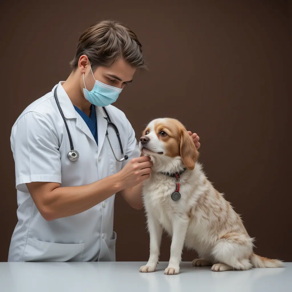 a vet is examining a dog