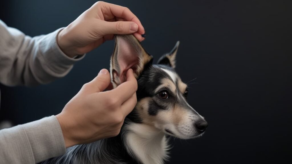 cleaning dog's ear