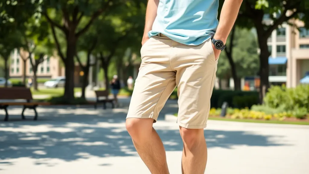 chino shorts and pastel polo