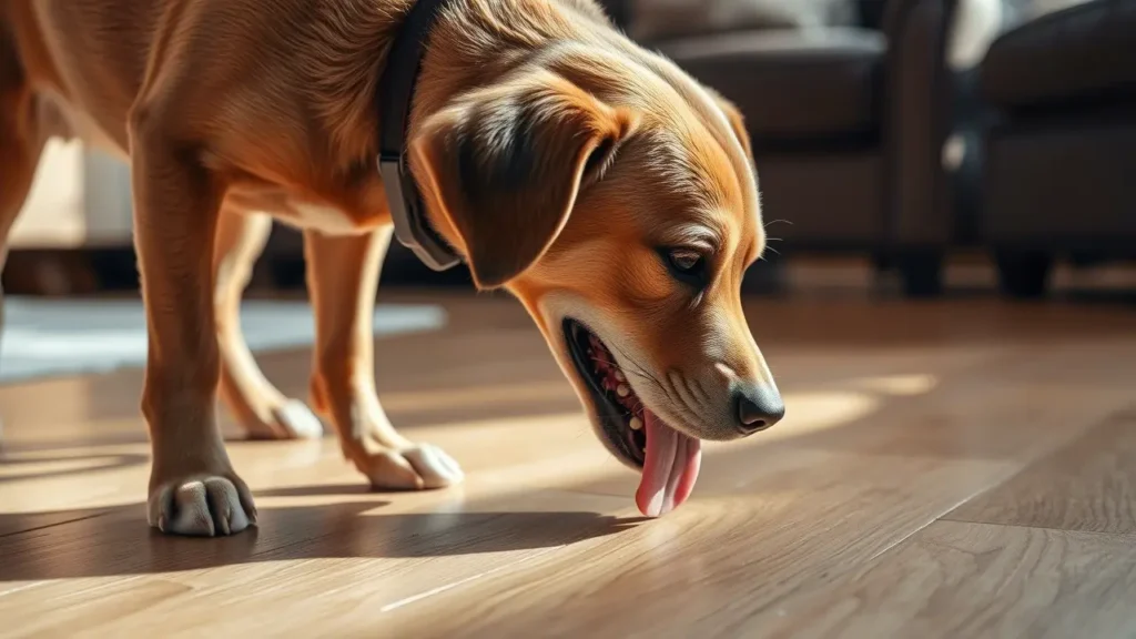 dog licking floor