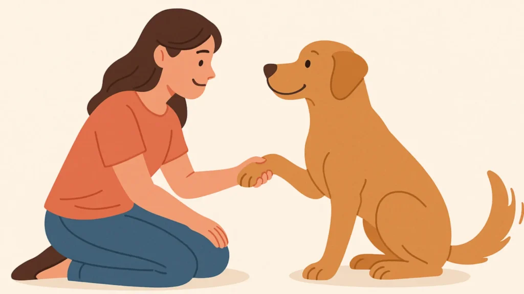 dog shaking hands