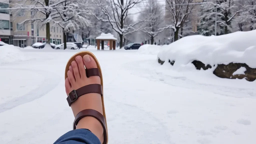 sandals in winter