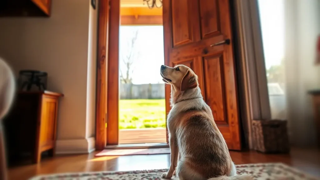 train the dog to wait at the door