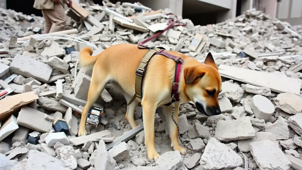 working dog searching