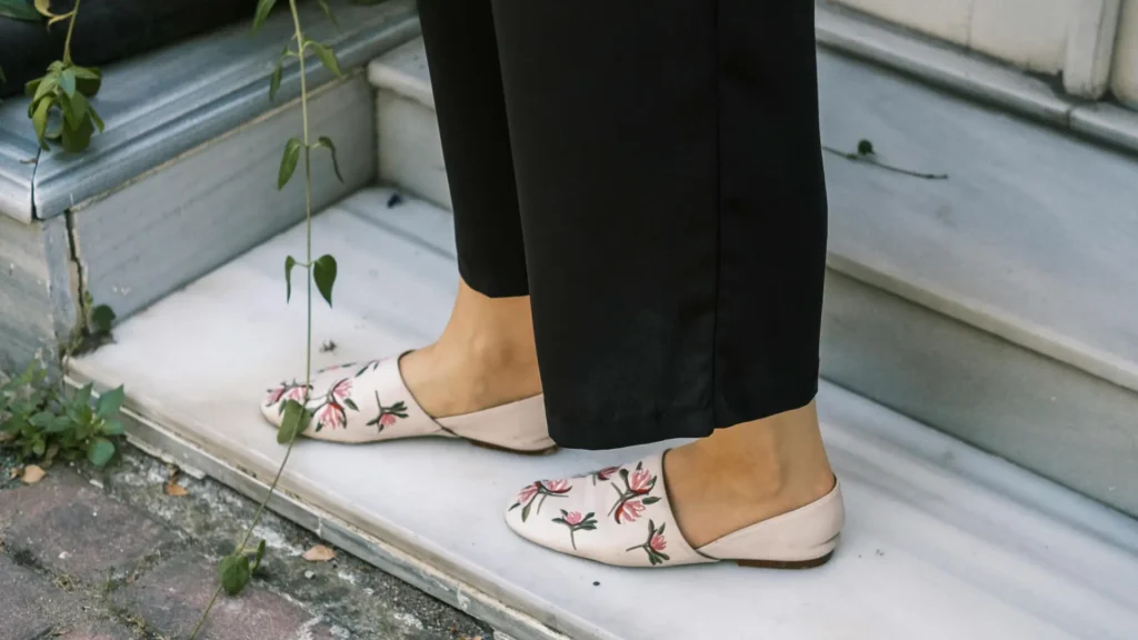 Wearing Shoes with Embroidery