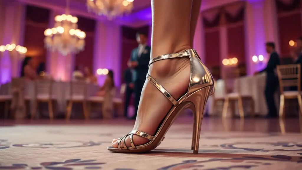 strappy heels in evening party