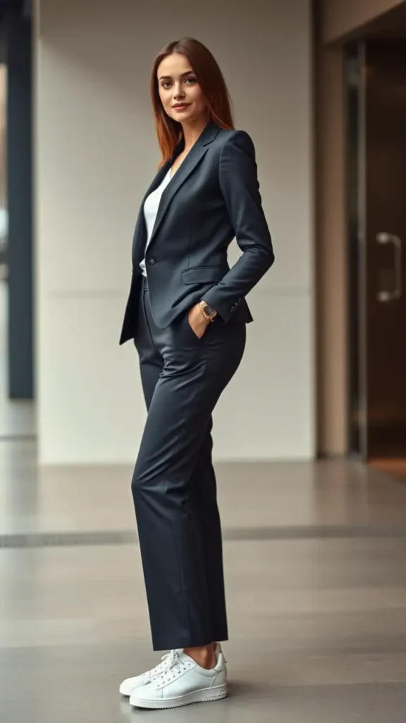 styling sneakers with a suit trend