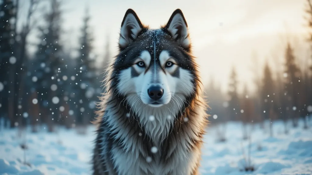 Alaskan Malamute in extreme cold weather