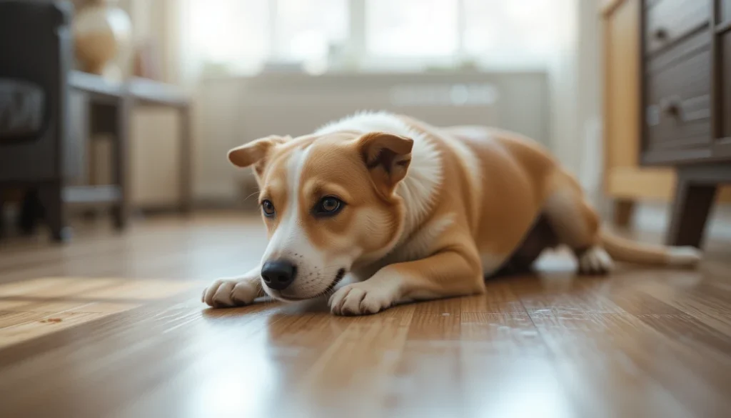 teaching dog crawling